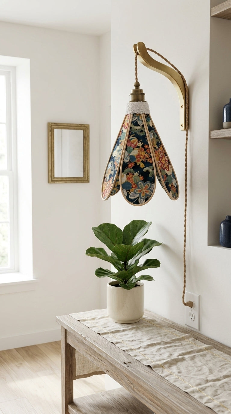 Suspension Tulipe Nuit de Kyoto fixée au mur, autre angle
