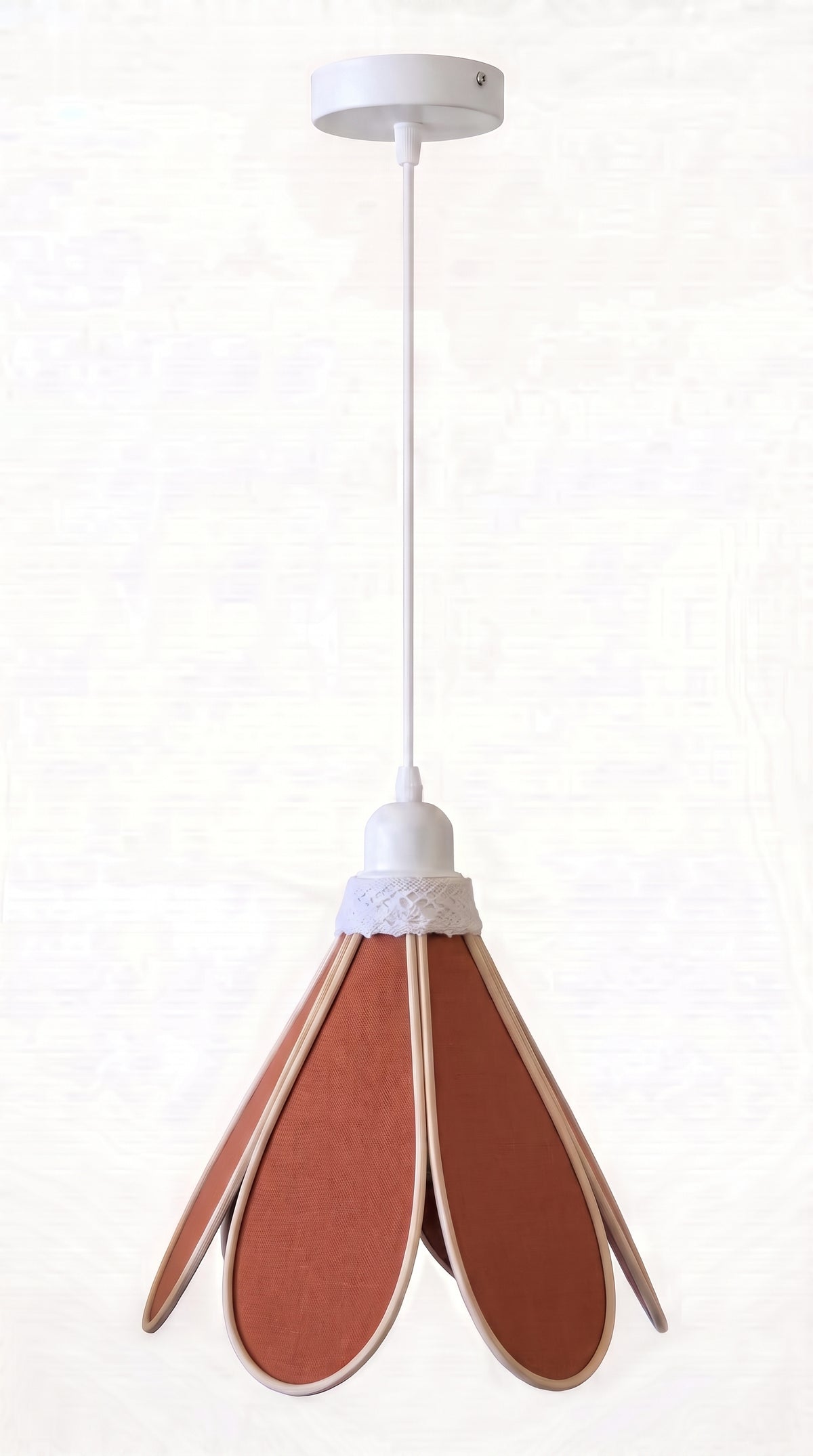 Lampe Tulipe Terre Cuite – Abat-jour Lin et Coton Terracotta Fait Main