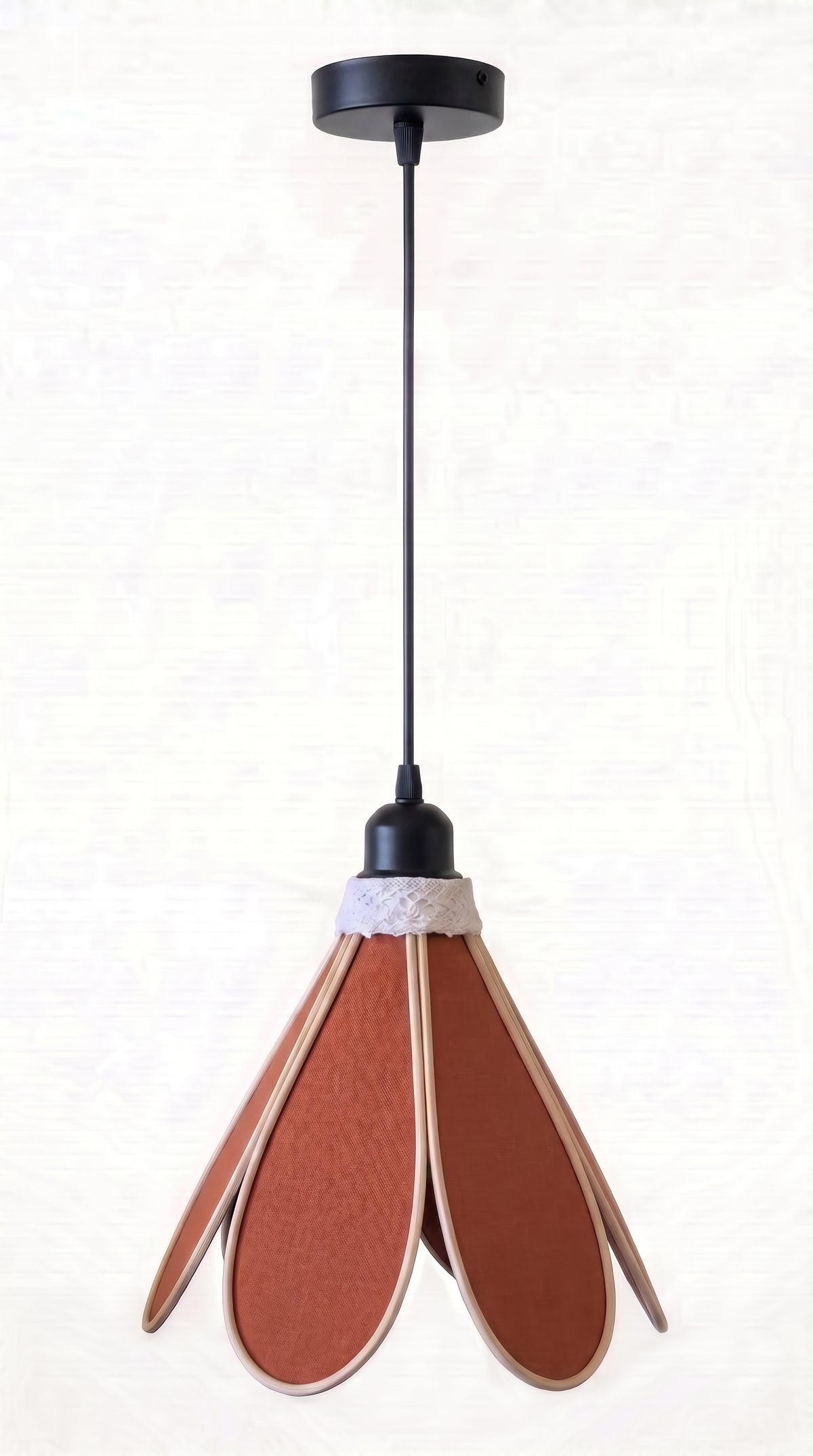 Lampe Tulipe Terre Cuite – Abat-jour Lin et Coton Terracotta Fait Main