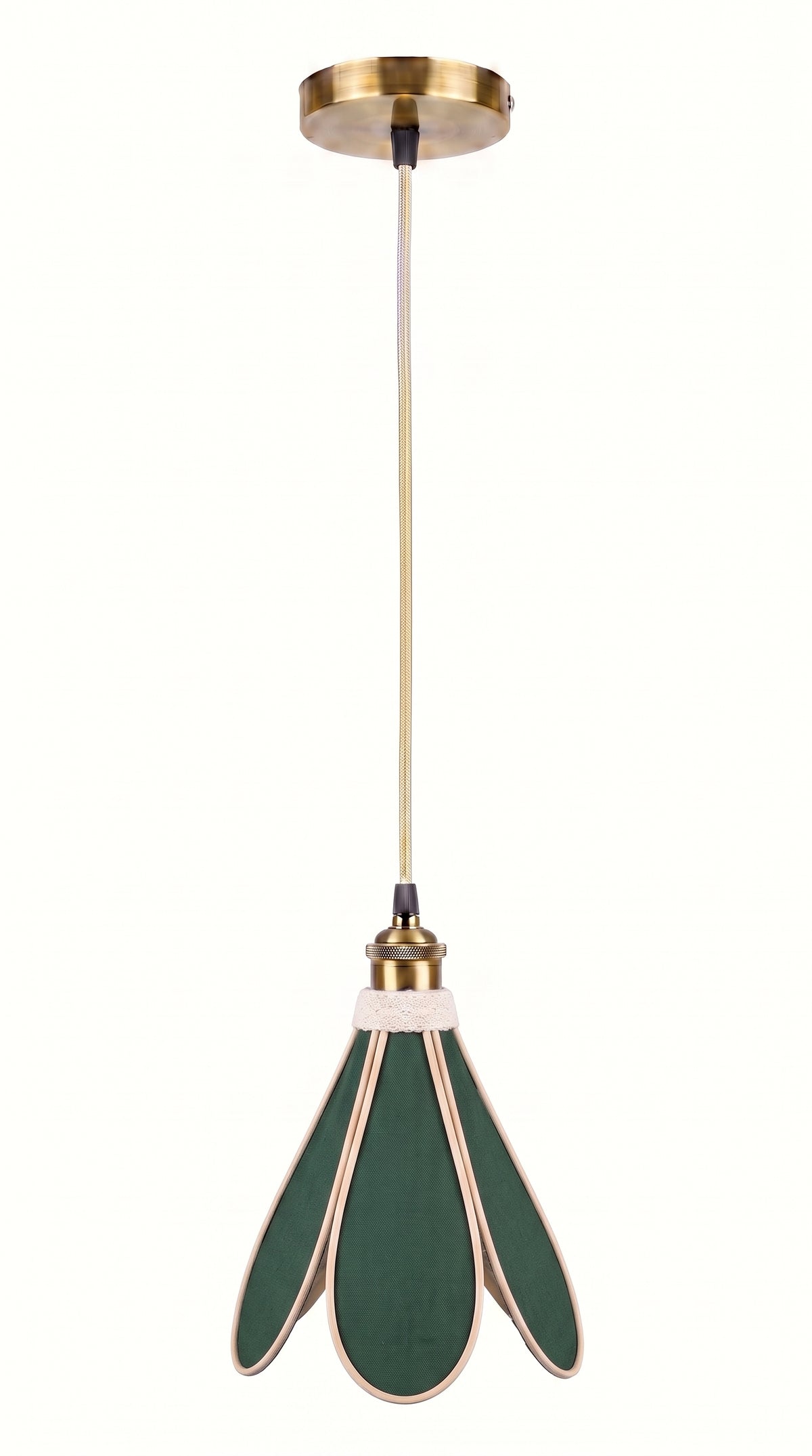 Lampe Tulipe Sous les Sapins – Abat-jour Lin et Coton Vert Sapin Fait Main