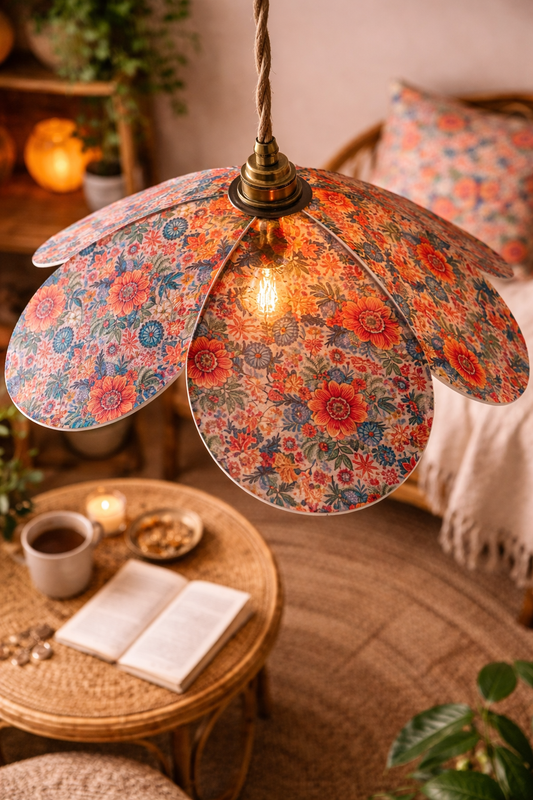 Lampe Magnolia- Bohème Florale en Tissu