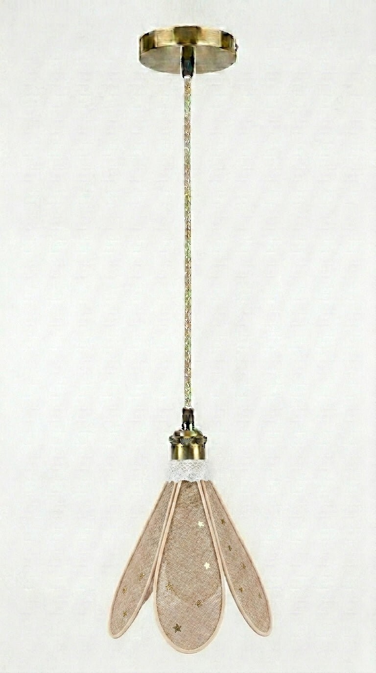 Lampe Tulipe Toile de Jute Etoilée- Lampe Artisanale Bohème Naturelle