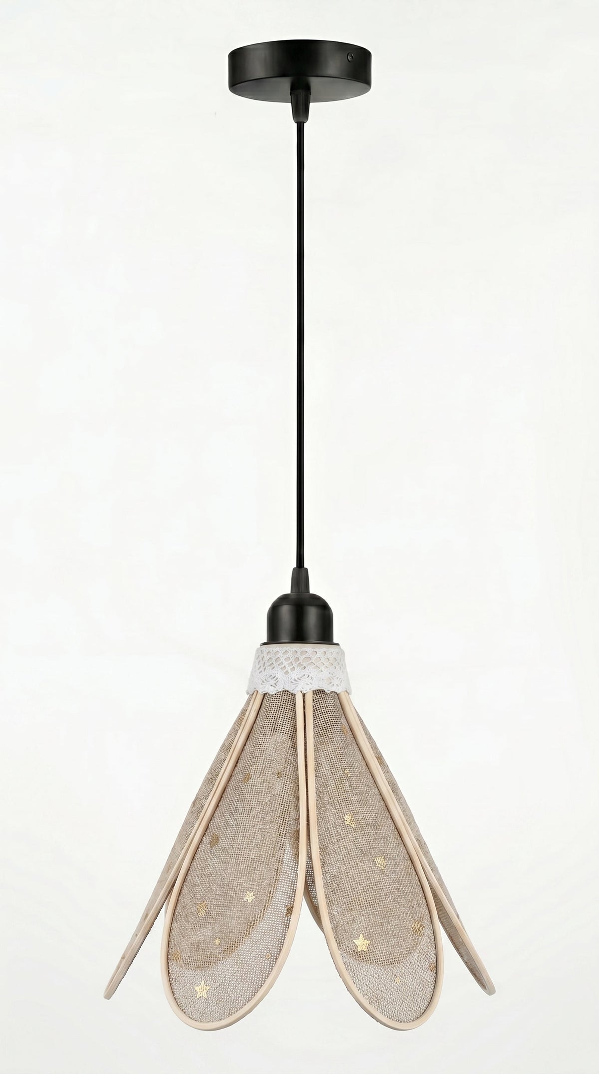 Suspension tulipe Nuit Étoilée avec câble plafond noir