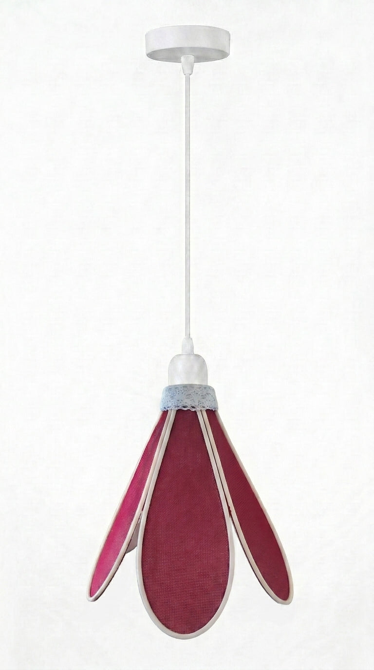 Lampe Tulipe Toile de Jute Rouge – Lampe Artisanale Bohème Naturelle