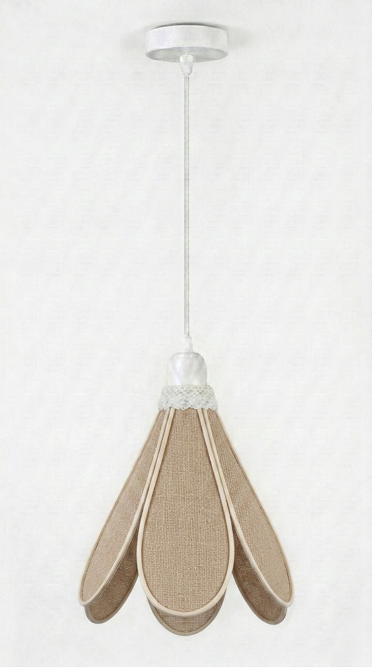 Lampe Tulipe en Toile de Jute – Lampe Artisanale Bohème Naturelle