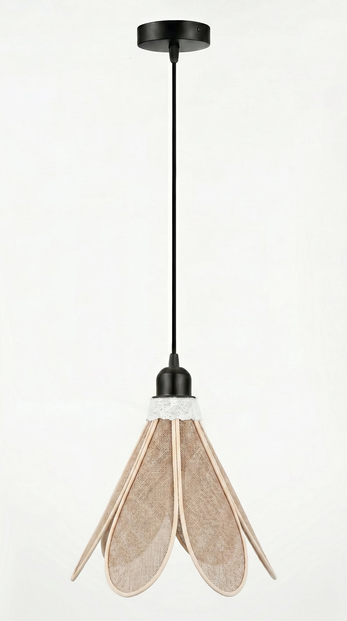 Lampe Tulipe en Toile de Jute – Lampe Artisanale Bohème Naturelle