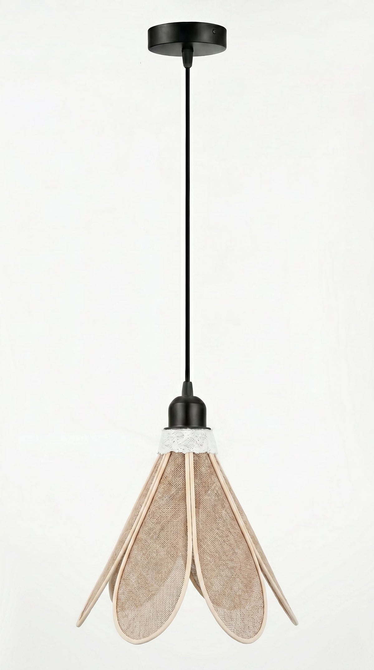 Suspension tulipe Âme Brute avec câble plafond noir