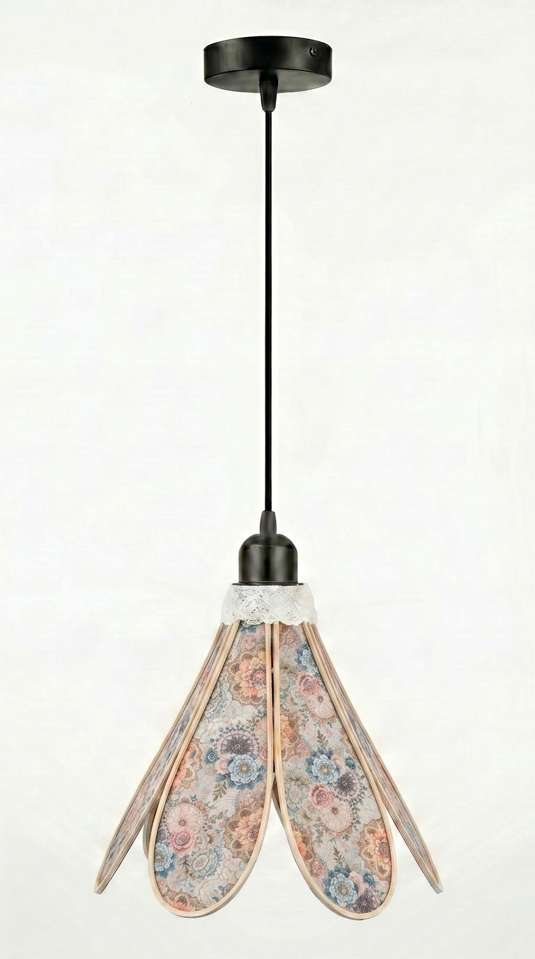 Lampe Tulipe  Rosace Vintage- Lampe Artisanale Bohème Florale