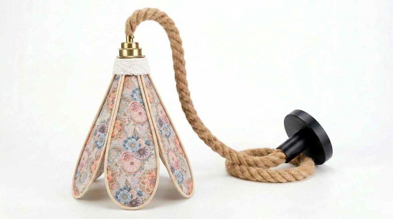 Lampe Tulipe  Rosace Vintage- Lampe Artisanale Bohème Florale