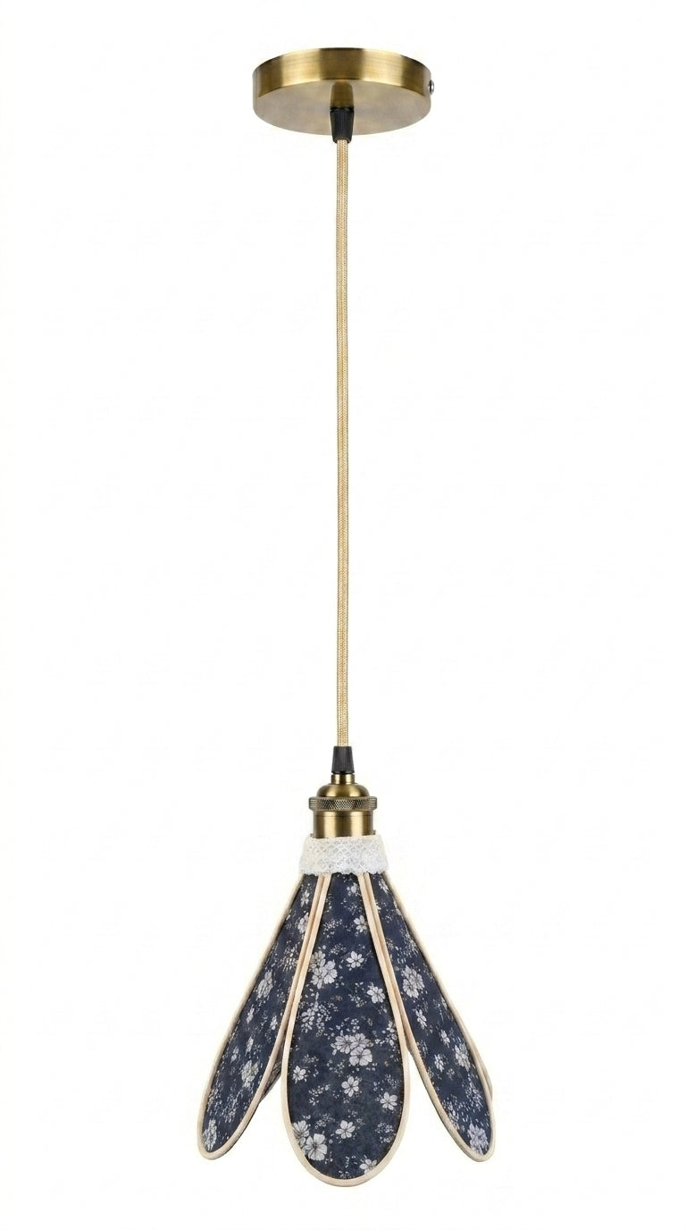 Lampe Tulipe Florale Bleue Nuit - Lampe Artisanale Bohème Florale