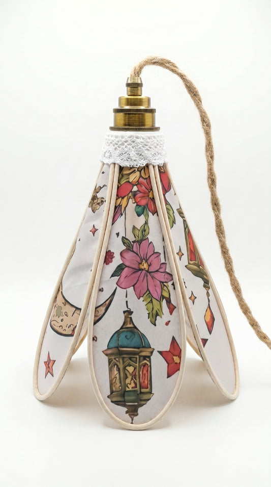 Lampe Tulipe Orientale Djallila- Lanterne Etoilée- Lampe Artisanale Bohème Florale