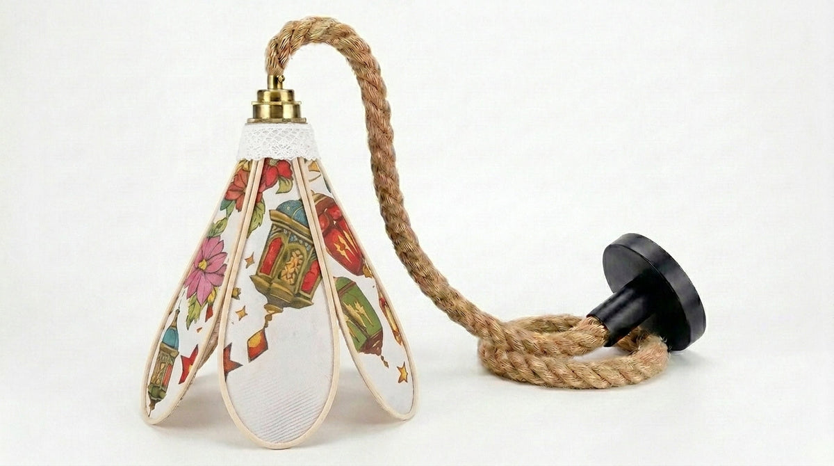 Suspension tulipe Djallila avec câble en toile de jute