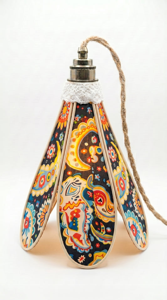 Lampe Tulipe Rétro Fleur de Coco – Lampe Artisanale Bohème Florale
