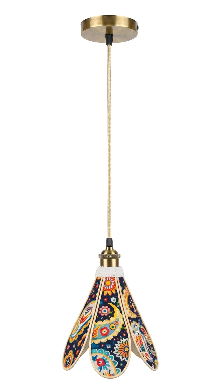 Lampe Tulipe Rétro Fleur de Coco – Lampe Artisanale Bohème Florale