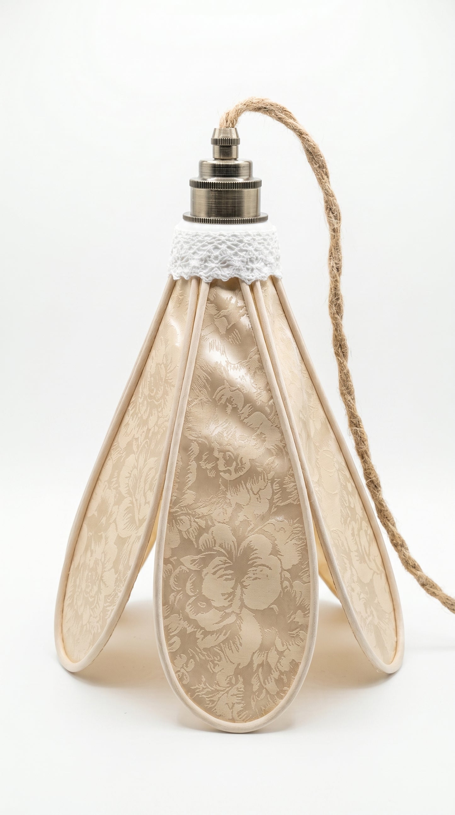 Lampe Tulipe Pivoines Champagne- Lampe Artisanale Bohème Florale