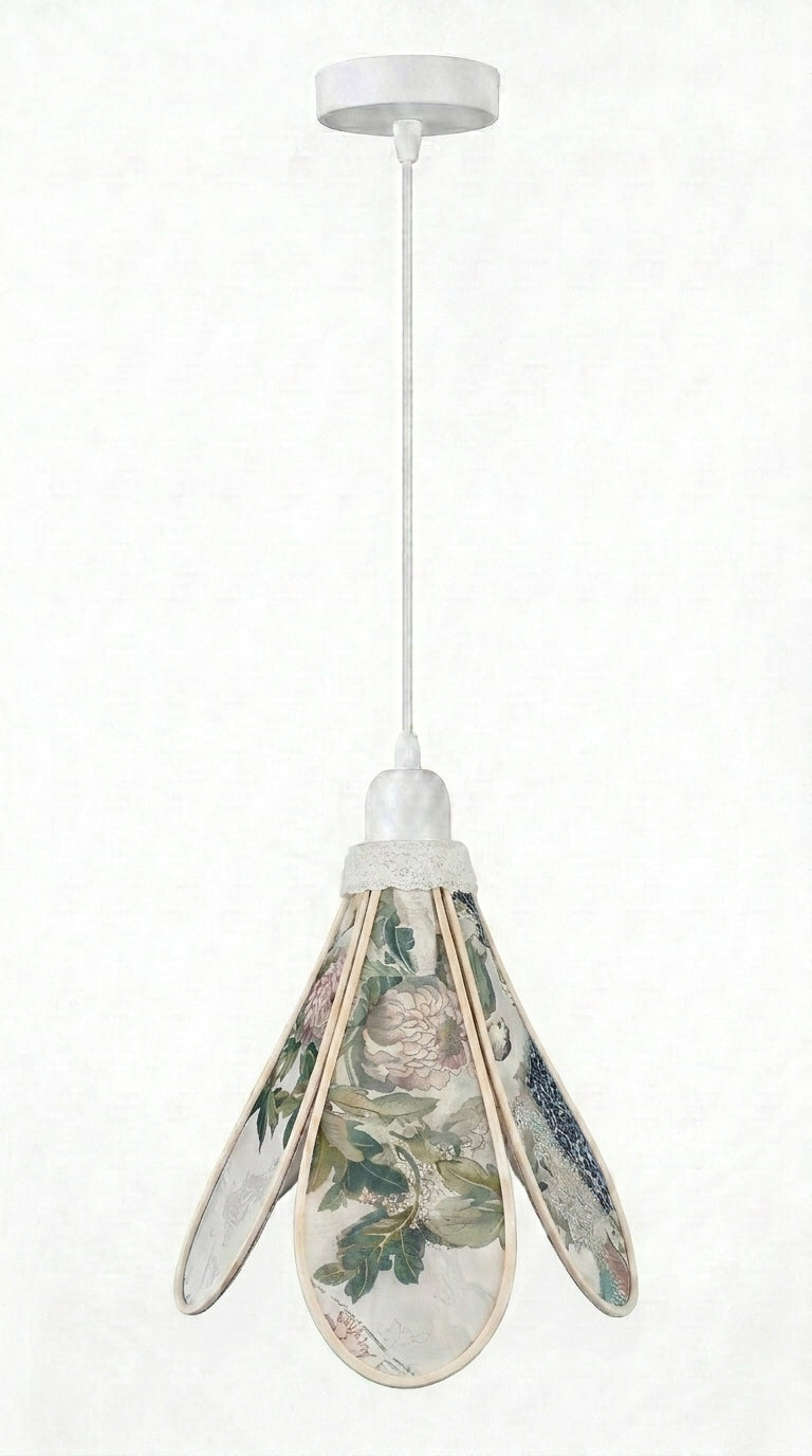 Lampe Tulipe en Tencel Iridescent Floral – Lampe Artisanale Bohème Florale