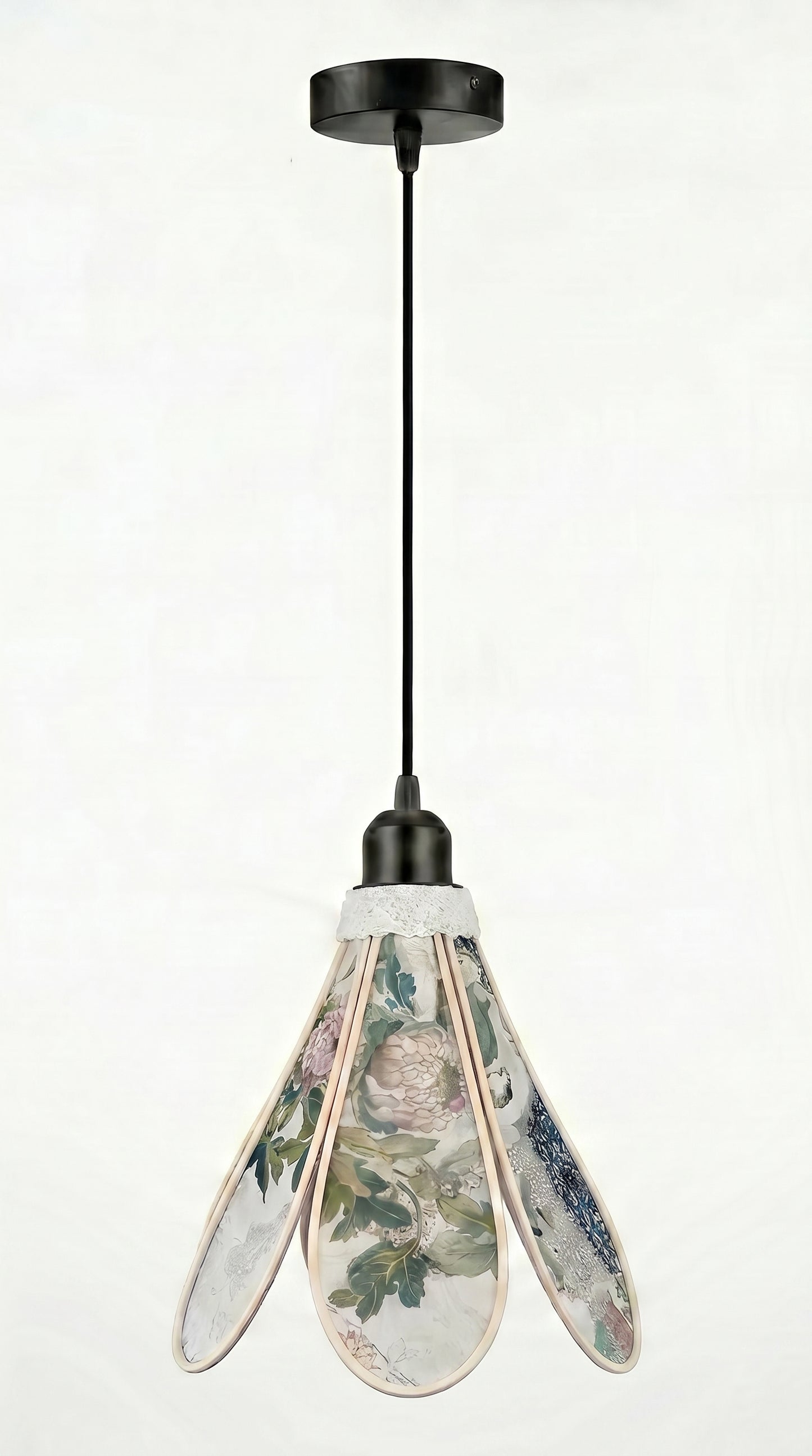 Lampe Tulipe en Tencel Iridescent Floral – Lampe Artisanale Bohème Florale