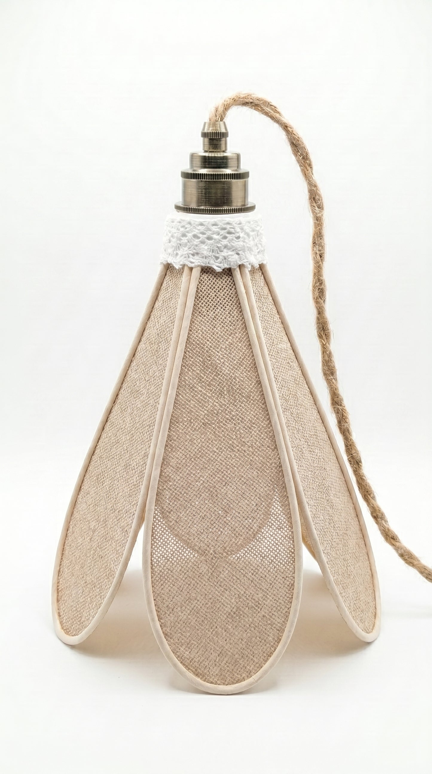 Lampe Tulipe en Toile de Jute – Lampe Artisanale Bohème Naturelle