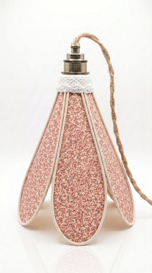 Lampe Tulipe Petite Rose- Lampe Artisanale Bohème Florale