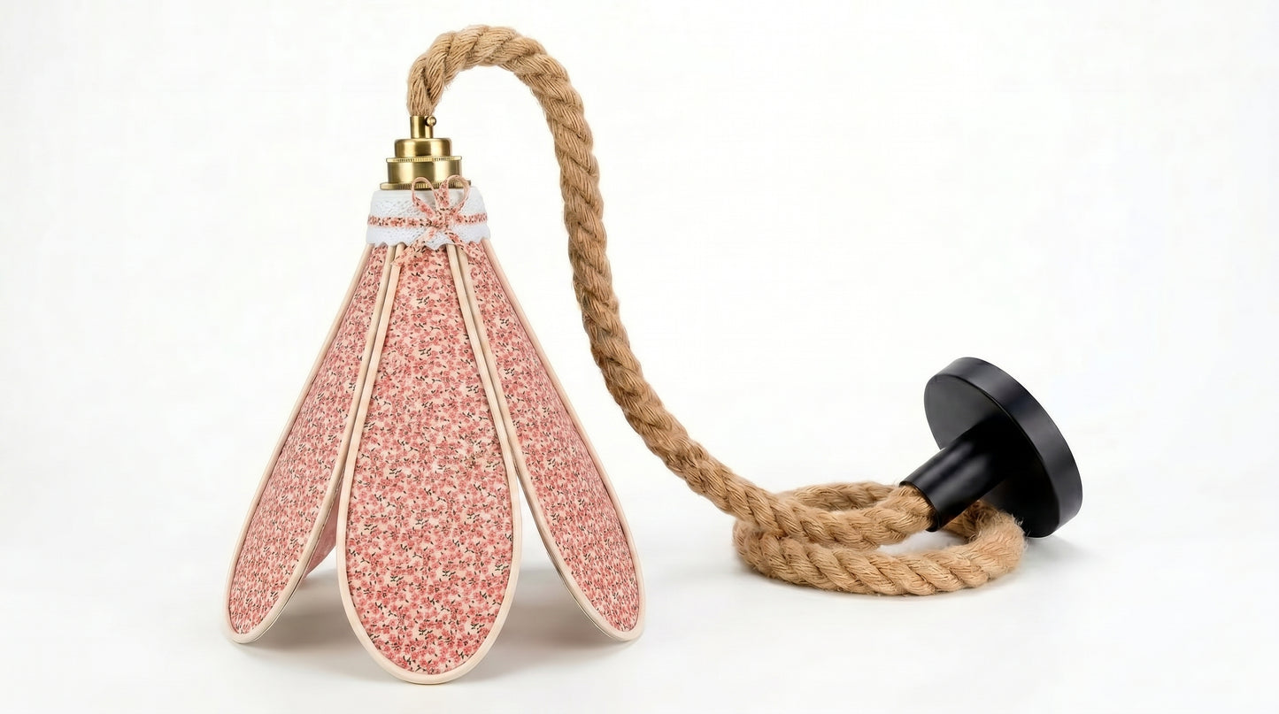 Lampe Tulipe Petite Rose- Lampe Artisanale Bohème Florale