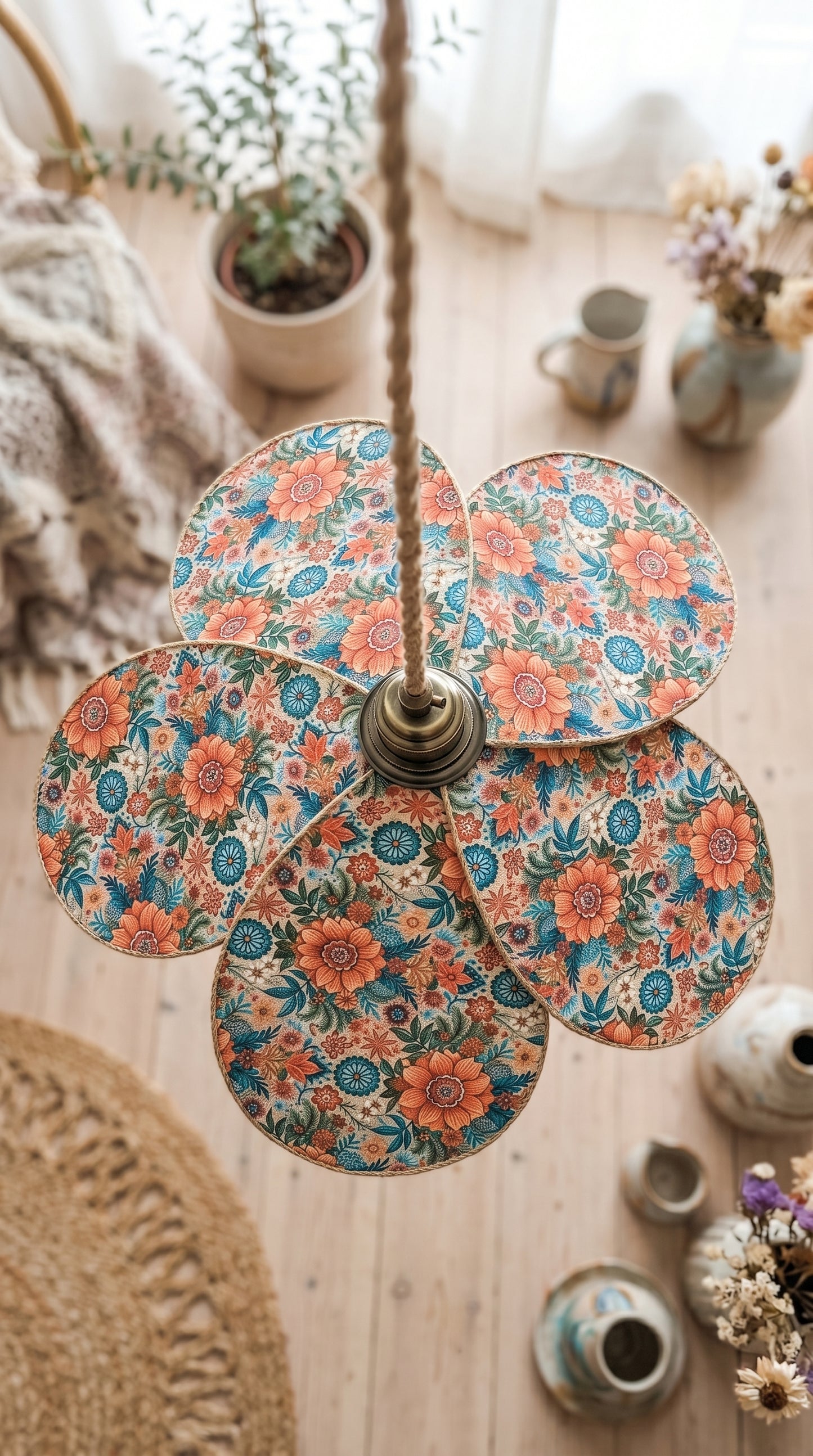 Lampe Magnolia Florale - Lampe Artisanale Bohème Florale